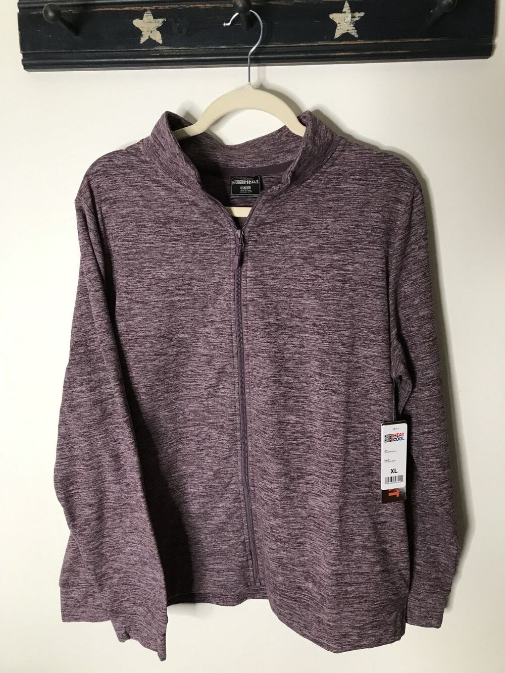 NWT (2)  32 Degrees Heat Active Zip Jackets XL Gray & Cranberry Long Sleeve SOFT